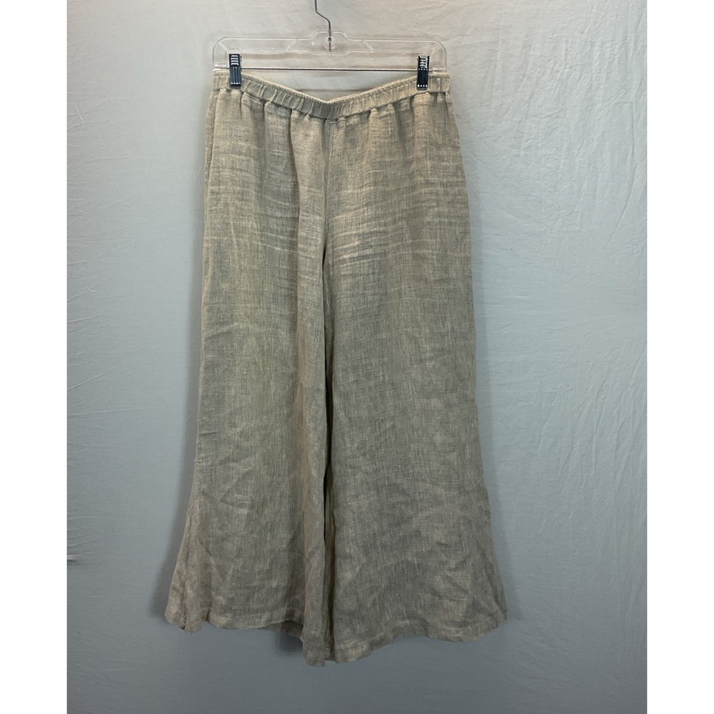 Velia Sierra 100% Linen Sheer Pull On Wide Leg Pants Soft Beach Resort Cover L